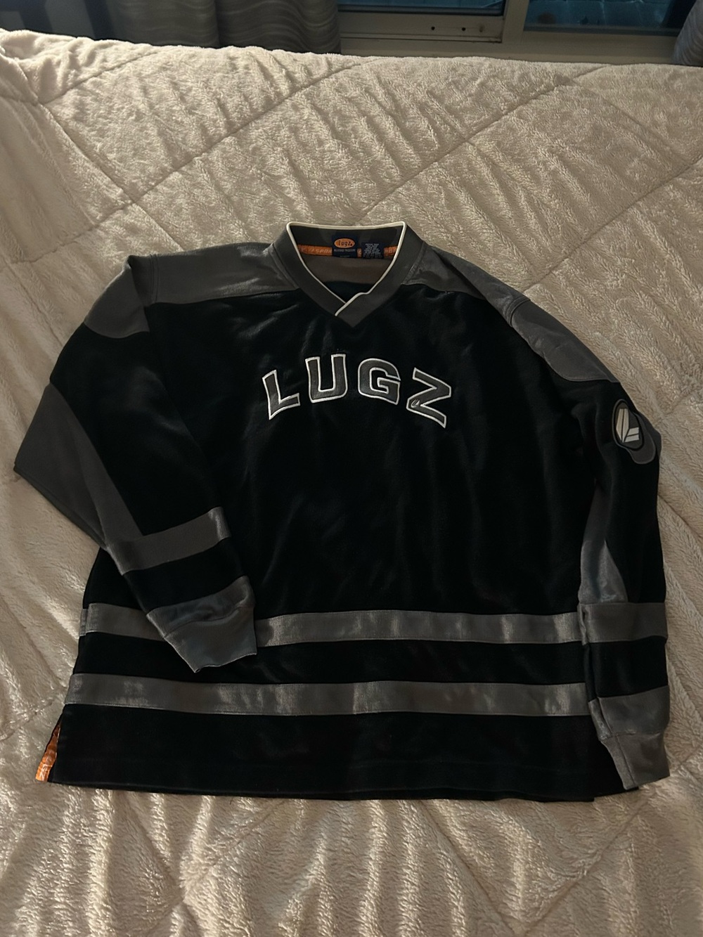 Lugz Black and Gray Hockey Pullover Sweatshirt, Men’s Size XXL